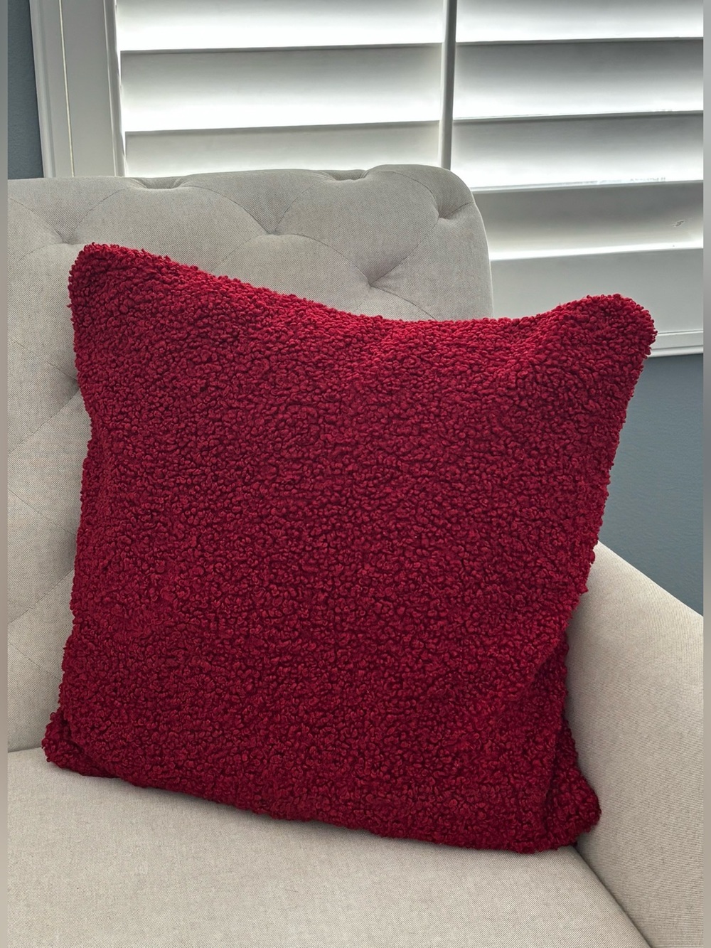 Pottery Barn deep red boucle pillow cover 20x20